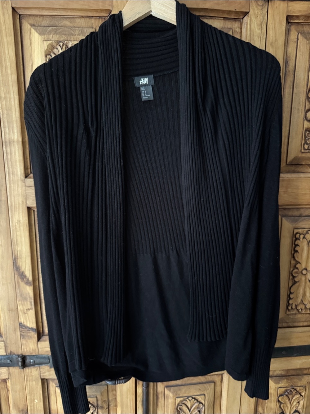 H&M Black Ribbed Open-Front Cardigan